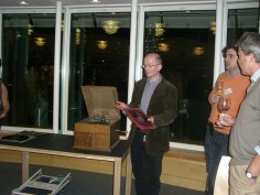 Demonstration of old records at the evening dinner (Photo: Zane Grosa)